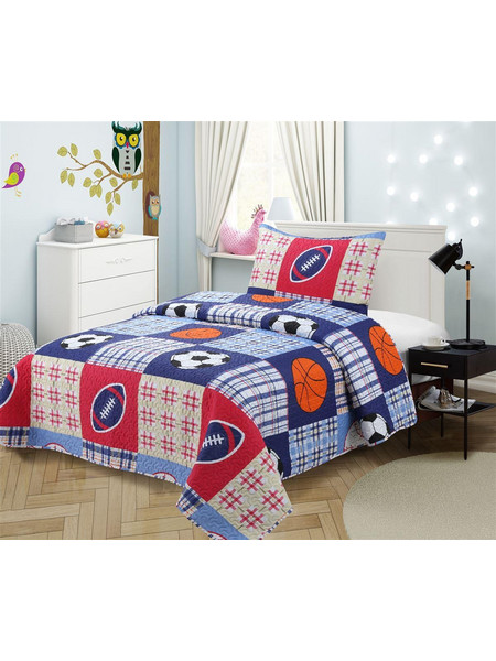 Dimcol Σετ Παιδικό Κουβερλί Μονό Microfiber με Μαξιλαροθήκη 160x220 251 Μπλε Κόκκινο