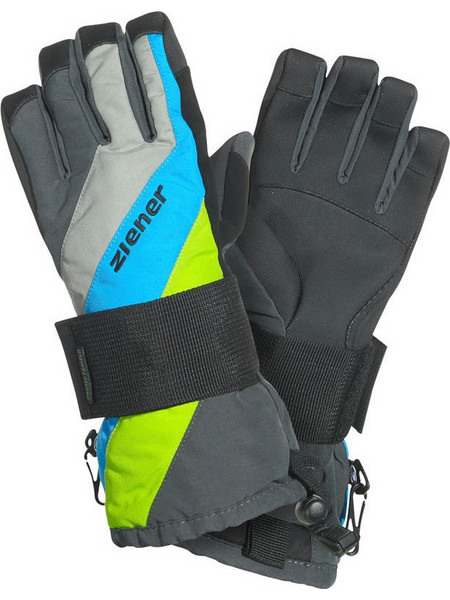 Ziener Mervery Παιδικά Γάντια Σκι & Snowboard Γκρι Γαλάζια Lime