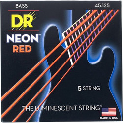 DR Strings Neon Red NRB5-45 Σετ 5 Χορδές Ηλεκτρικού Μπάσου Nickel Plated Steel 45-125"