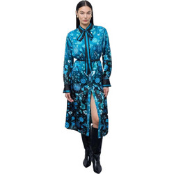 Ciel Concept Midi Βραδινό Φόρεμα Floral Σεμιζιέ Μπλε CIE-FW25-GR1046
