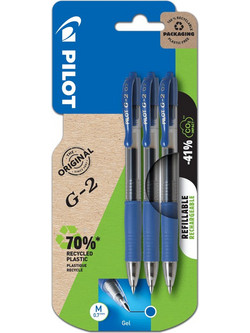 Pilot G-2 Στυλό Gel 0.7mm Μπλε 3τμχ