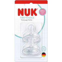 Nuk First Choice Plus Θηλή Σιλικόνης για Μπιμπερό 6m+ Γρήγορης Ροής 2τμχ