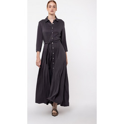 Helmi Maxi Καθημερινό Φόρεμα Σεμιζιέ Μεταξωτό Ανθρακί 54-05-052Β