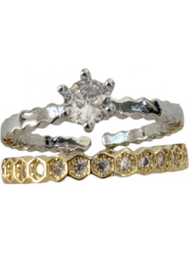 RO Accessories Γυναικεία Δαχτυλίδια Ασημί Χρυσό R150