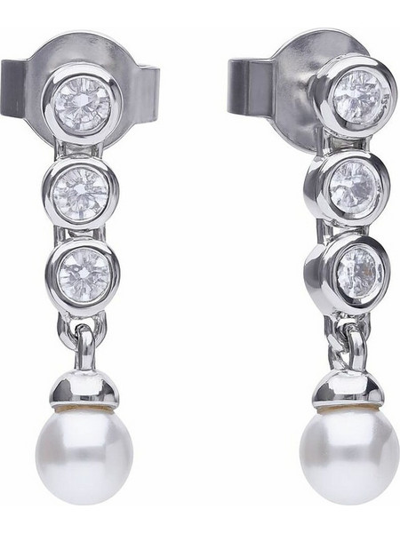 Diamonfire Γυναικεία Σκουλαρίκια Κρεμαστά από Ασήμι 925 με Ζιργκόν & Πέρλα 6218571111