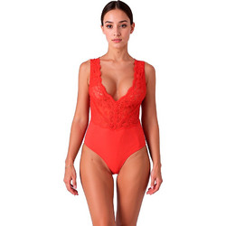Passion Evalie Sexy Κορμάκι Slip See Through με Δαντέλα Κόκκινο D-244587