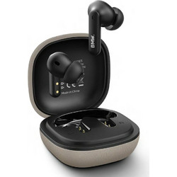 BMW Leather Metal Logo Ακουστικά Bluetooth In Ear Beige
