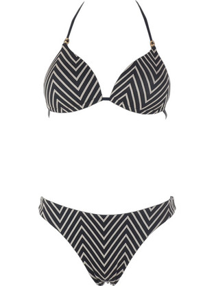 Gsecret Bikini Set Τριγωνάκι με Ενίσχυση Μαύρο Λευκό C6312-36417