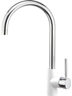 Sanitec Doppio Granite Bianco Μπαταρία Κουζίνας Πάγκου Διπλής Παροχής Ανάμεικτη Λευκή