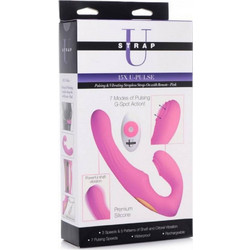 Strap U 15x U-Pulse Strapless Strap On 14.5cm με Δόνηση Ροζ
