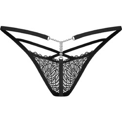 Obsessive Iliosa Γυναικείο Sexy String με Δαντέλα Μαύρο