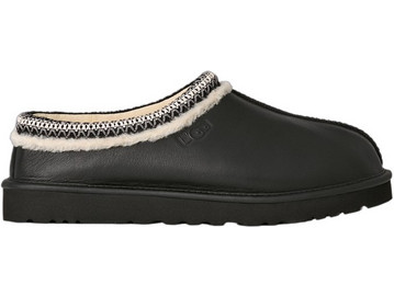 UGG Tasman Δερμάτινες Χειμερινές Ανδρικές Παντόφλες Κλειστές Ανατομικές με Γούνα Μαύρες 1171303-BLK