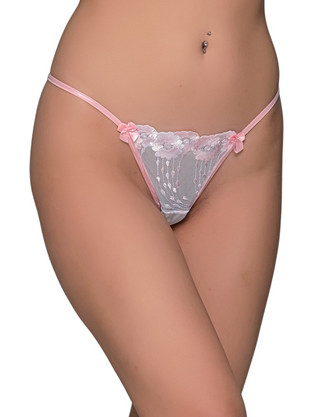 Milena By Paris Γυναικείο Sexy String Λευκό Ροζ 7714