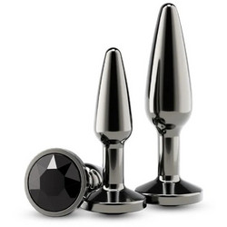 NS Novelties Rear Assets Tapered Trainer Σετ Πρωκτικές Σφήνες Diamond Plugs Μαύρες Ασημί 2τμχ