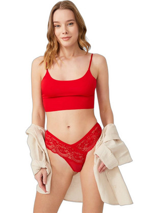 Cottonhill Γυναικείο Sexy Brazil με Δαντέλα Κόκκινο CH6076