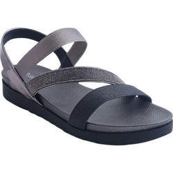 Elenross Γυναικεία Σανδάλια με Στρας Μαύρα Γκρι GS05240W