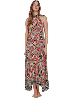 Gisela Maxi Καλοκαιρινό Καθημερινό Φόρεμα Κόκκινο 240028