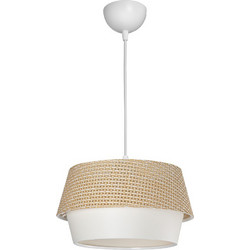Heronia Lighting Κρεμαστό Φωτιστικό Οροφής Μονόφωτο E27 Λευκό Μπεζ Φ29x97cm 14-0398