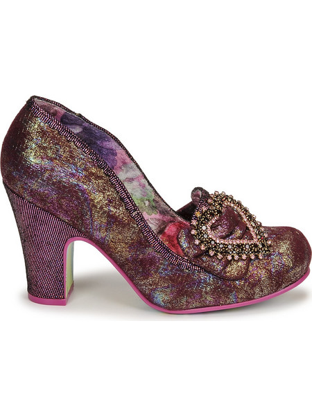 Irregular Choice Γόβες Δερμάτινες με Χοντρό Ψηλό Τακούνι & Στρας Μπορντό 4586-4-B