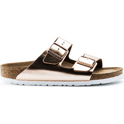 Birkenstock Arizona Soft Footbed Δερμάτινα Γυναικεία Σανδάλια Ανατομικά Χρυσά 952093