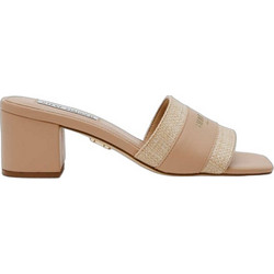 Steve Madden Γυναικεία Πέδιλα Δερμάτινα Μπεζ με Χοντρό Χαμηλό Τακούνι SH11005338