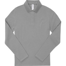 B&C Collection Γυναικεία Μπλούζα Polo Μακρυμάνικη Sport Γκρι 535421258