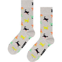 Happy Socks Kitten Love Βαμβακερές Ανδρικές Κάλτσες Ψηλές με Σχέδια Γκρι P005321