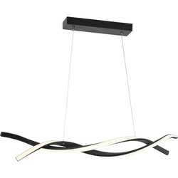 Vencore Duo Wave Κρεμαστό Φωτιστικό Οροφής Ράγα Μονόφωτο LED με Ρυθμιζόμενο Λευκό Φως Μαύρο 90cm 6089-20004