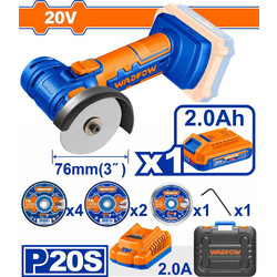 Wadfow WLAP573 Γωνιακός Τροχός Μπαταρίας 20V 76mm 1x2Ah