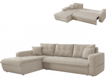 HomeMarkt Kanso Γωνιακός Καναπές Κρεβάτι Αριστερή Γωνία Μπεζ 244x188x80cm HM3338.03L