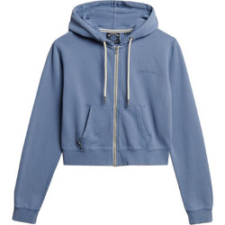 Superdry Γυναικεία Ζακέτα Φούτερ Μακριά με Κουκούλα και Φερμουάρ Μπλε W2012286A-5AW