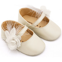 Babywalker Βαπτιστικές Μπαλαρίνες Αγκαλιάς για Κορίτσι Δερμάτινες Εκρού MI1664