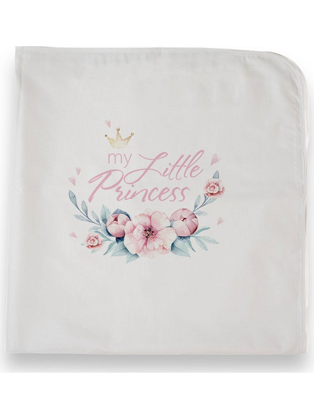 Bonjour Bebe Flower Little Princess Πάνα Αγκαλιάς Χασέ Λευκή Ροζ 75x75cm