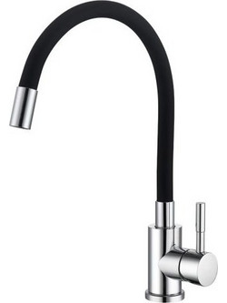 Karag Linux FW21C116-1 Μπαταρία Κουζίνας Πάγκου Διπλής Παροχής Ανάμεικτη με Εύκαμπτο Ρουξούνι Μαύρη