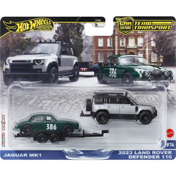 Mattel Hot Wheels Premium Team Transport Jaguar MK1 & 2023 Land Rover Defender 110