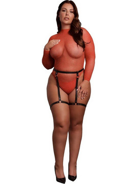 Le Desir Sexy Κορμάκι String Διχτυωτό με Ζαρτιέρες Κόκκινο 8714273042293