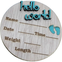 Αναμνηστικό Γέννησης για Αγόρι Hello World Γαλάζιο