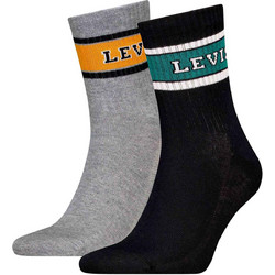 Levi's Ανδρικές Κάλτσες Ψηλές με Σχέδια Μαύρες Γκρι 2Pack 37157-1149
