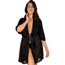 Obsessive Jagueria Sexy Ρόμπα See Through με Δαντέλα Μαύρη 5901688234969