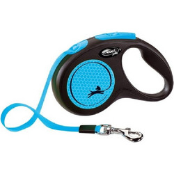 Flexi New Neon Πτυσσόμενο Λουρί Σκύλου έως 15kg 5m Μαύρο Μπλε