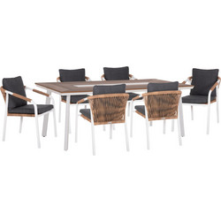 HomeMarkt Maerly Σετ Τραπεζαρία Κήπου Αλουμίνιο 7τμχ Καφέ Λευκό HM10826.01