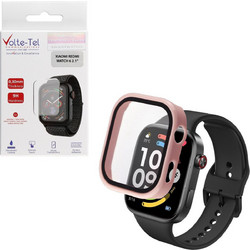 Volte-Tel Edge Cover Πλαστική Θήκη Tempered Glass για Xiaomi Redmi Watch 6 46mm Ροζ