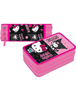 Justnote Hello Kitty Kuromi Κασετίνα Γεμάτη με 3 Θήκες Φούξια 50-3713