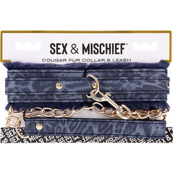 Sex & Mischief Cougar Fur Collar with Leash Περιλαίμιο Μπλε