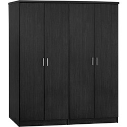 B2BMarkt Τετράφυλλη Ντουλάπα Ρούχων Μαύρη 160x42x181cm 9997778
