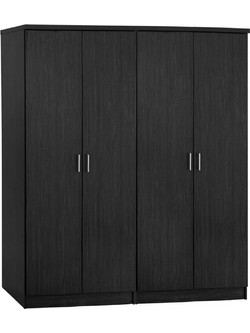 B2BMarkt Τετράφυλλη Ντουλάπα Ρούχων Μαύρη 160x42x181cm 9997778