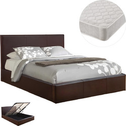 HomeMarkt Bobbi Κρεβάτι Διπλό Ξύλινο με Αποθηκευτικό Χώρο Στρώμα & Μηχανισμό Ανύψωσης 150x200cm HM21271.02