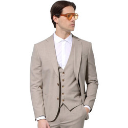Tresor Casual Ανδρικό Κοστούμι Καλοκαιρινό με Κανονική Εφαρμογή Μπεζ 1518