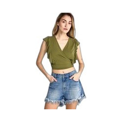Funky Buddha Γυναικείο Καλοκαιρινό Crop Κρουαζέ Top Πράσινο FBL013-107-17