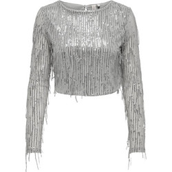 Only Γυναικείο Χειμερινό Crop Top με Παγιέτες Ασημί 15331803